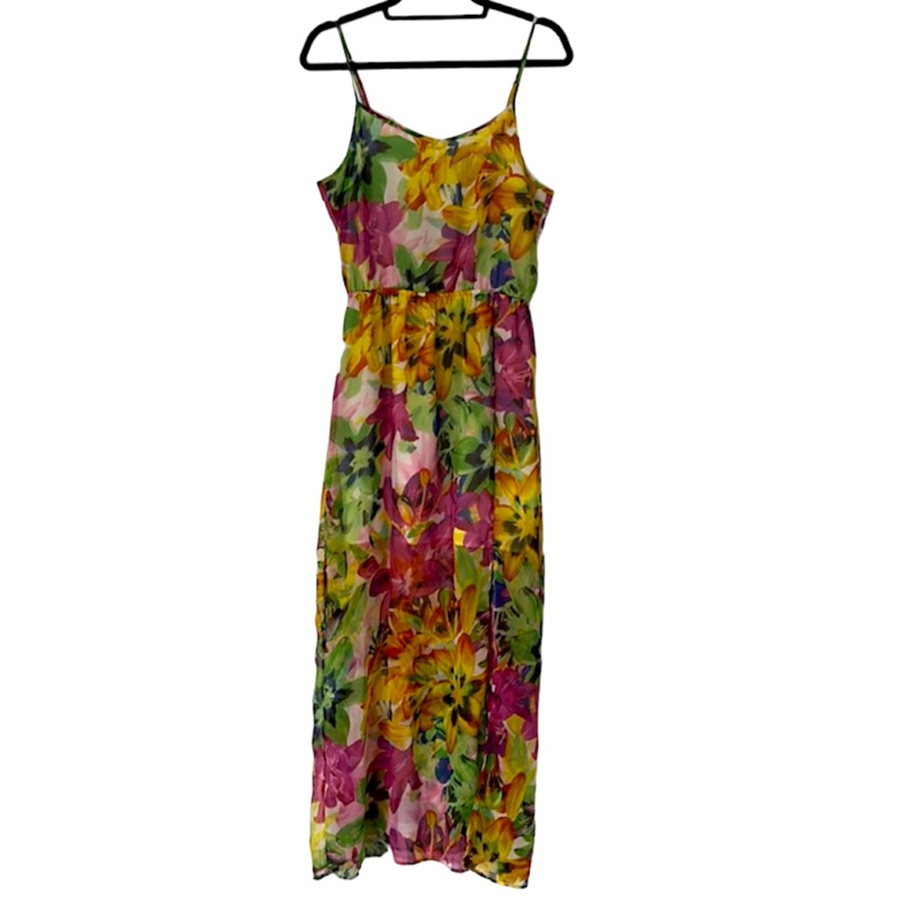 Jessica Simpson sheer floral maxi dress size small